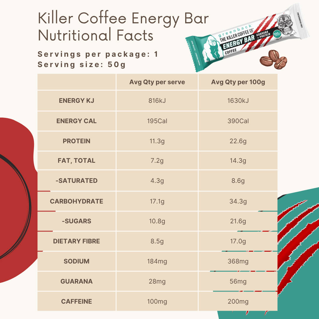 Killer Coffee Energy Bar 50g (12 Pack)
