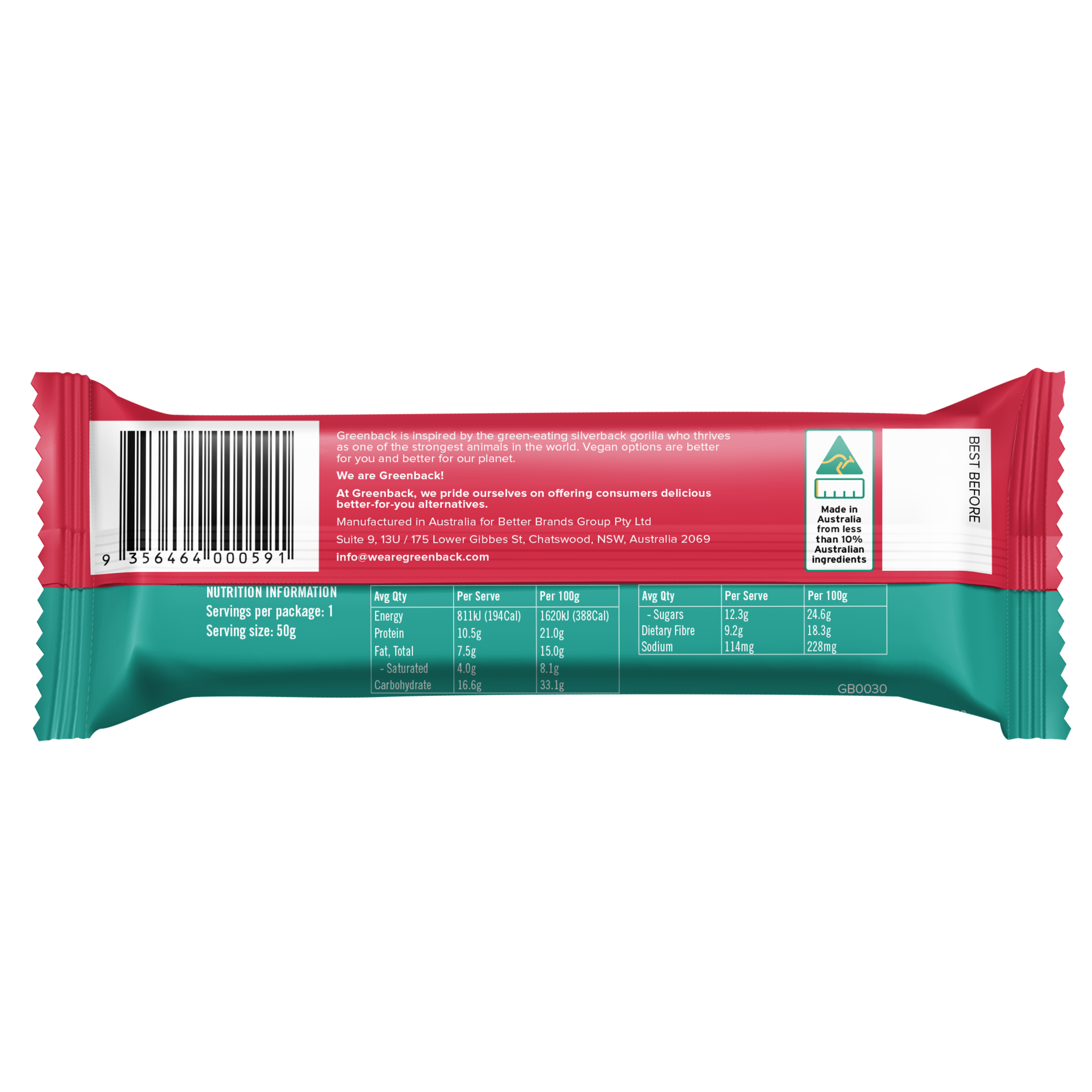 Plant-Based Layered Choc Raspberry Protein Bar 50g x 12pk