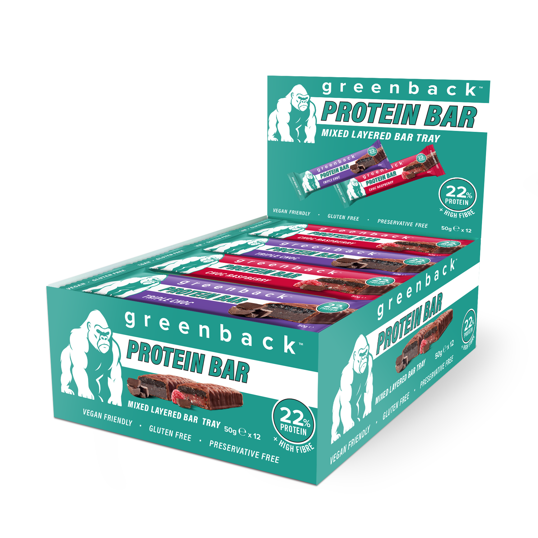 Layered Protein Bar Mixed Tray 50g (12 Pack)