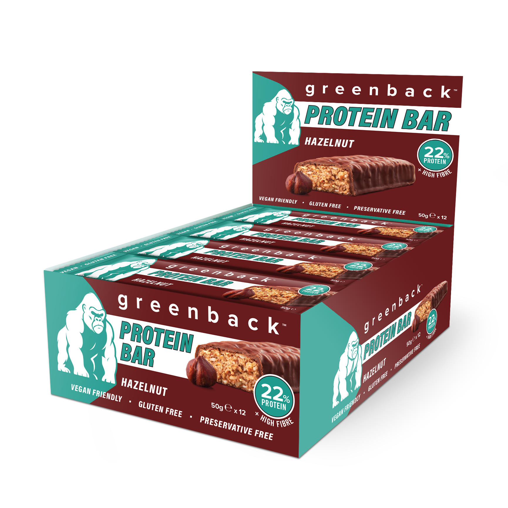 Plant-Based Hazelnut Protein Bar 50g X 12pk