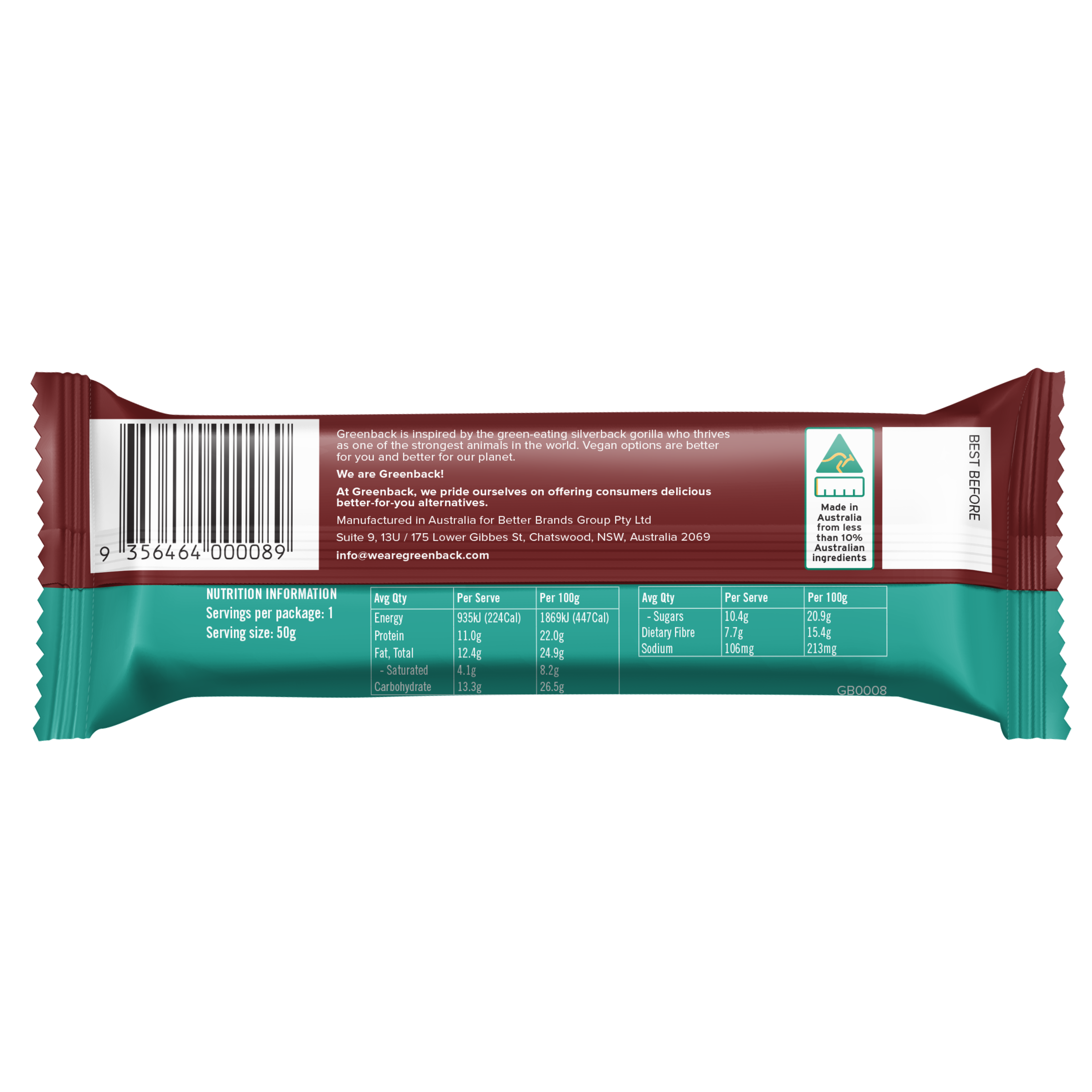 Plant-Based Hazelnut Protein Bar 50g X 12pk