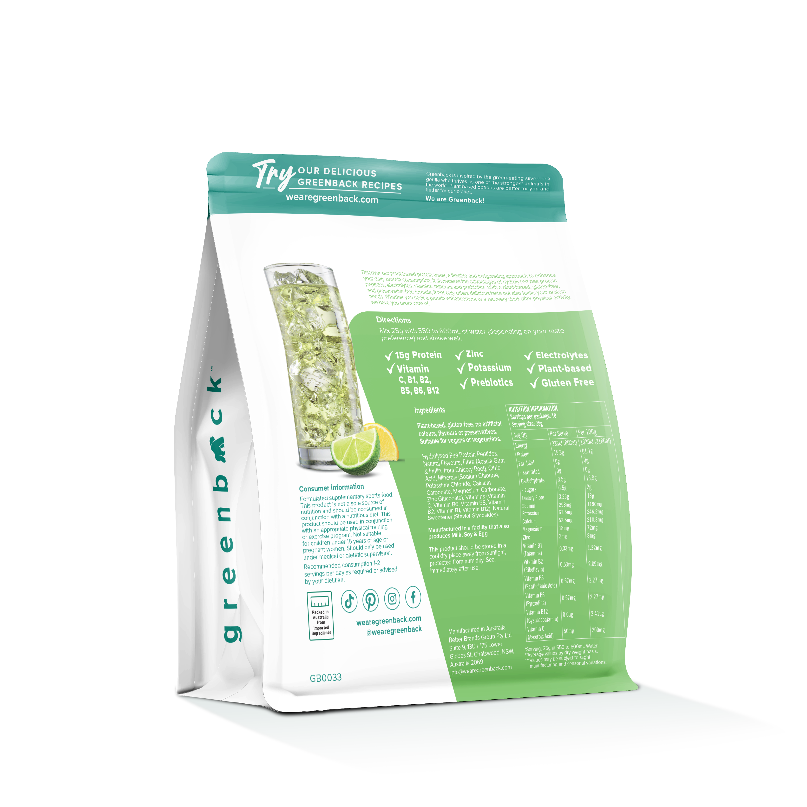 Lemon & Lime Protein Water 250g