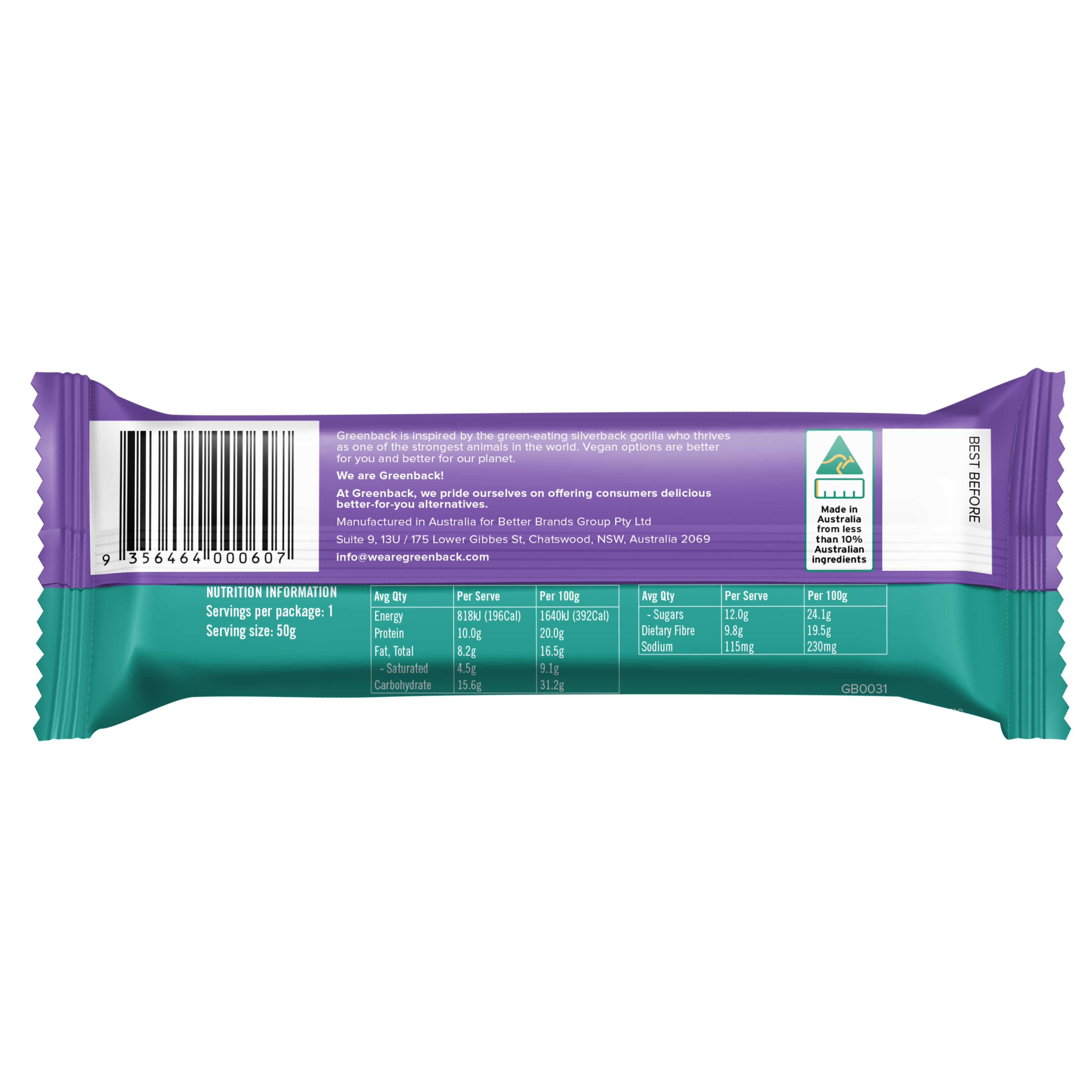 Plant-Based Layered Triple Choc Protein Bar 50g x 12pk