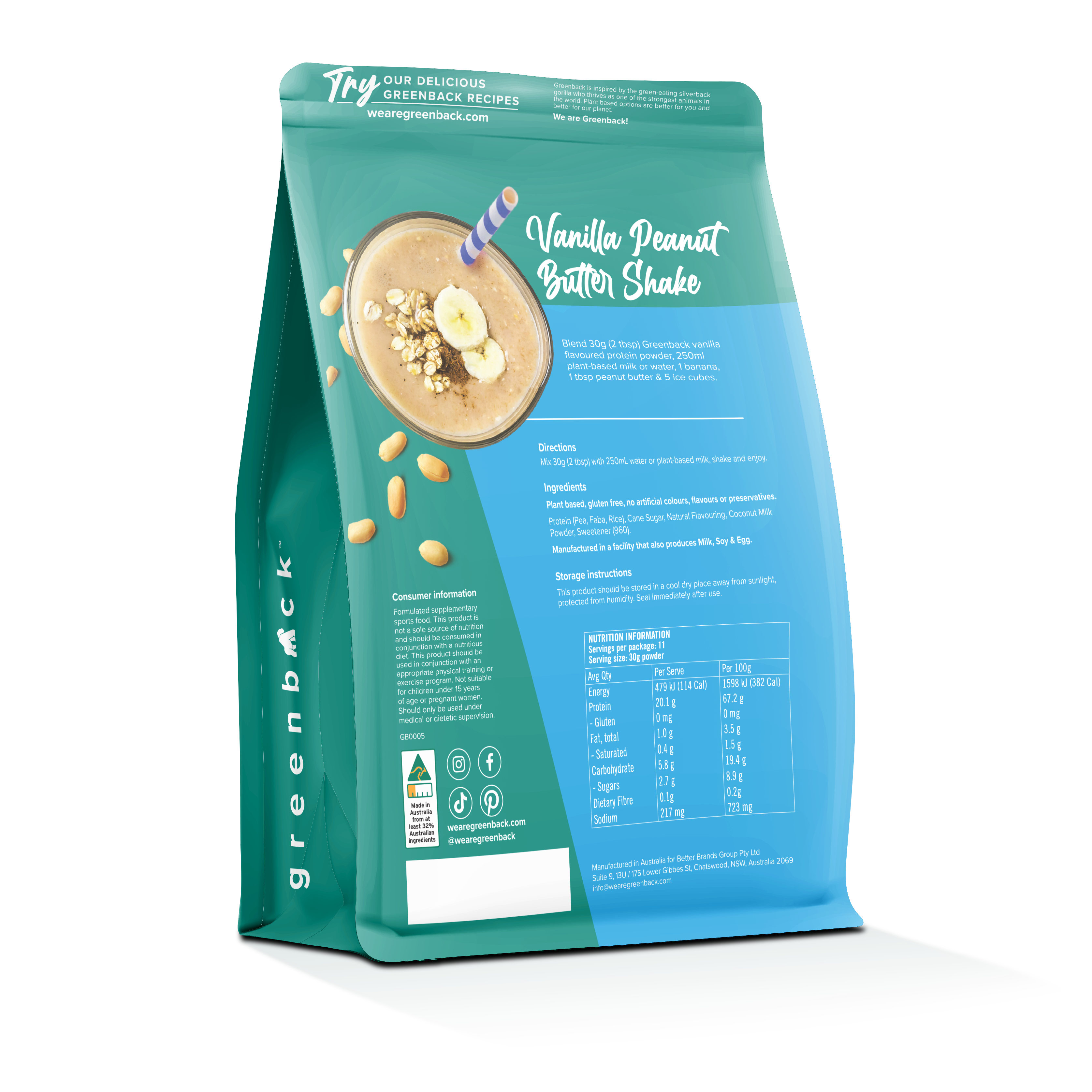 Plant-Based Vanilla Protein Powder 330g