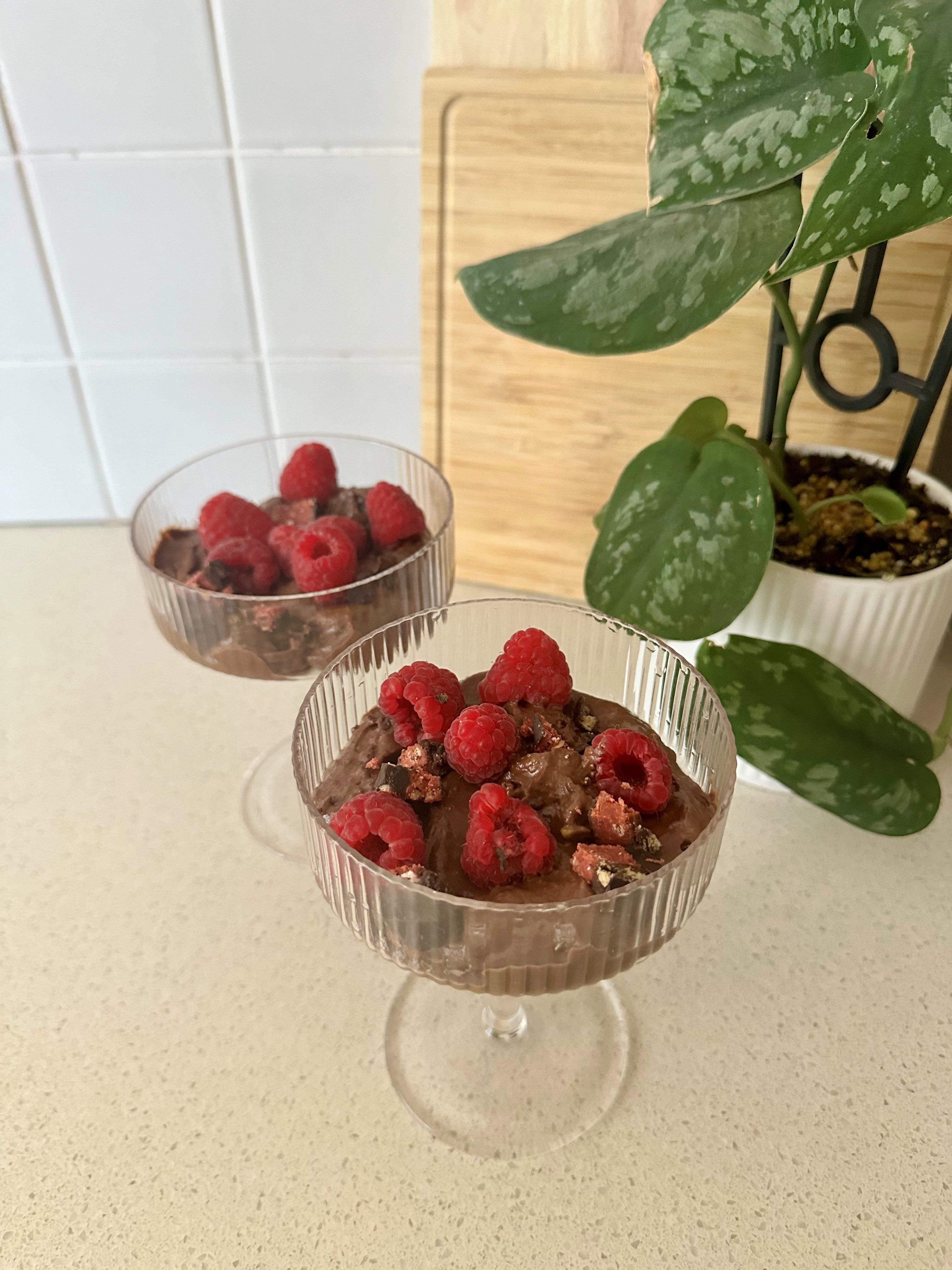 Choc Raspberry Protein Mousse