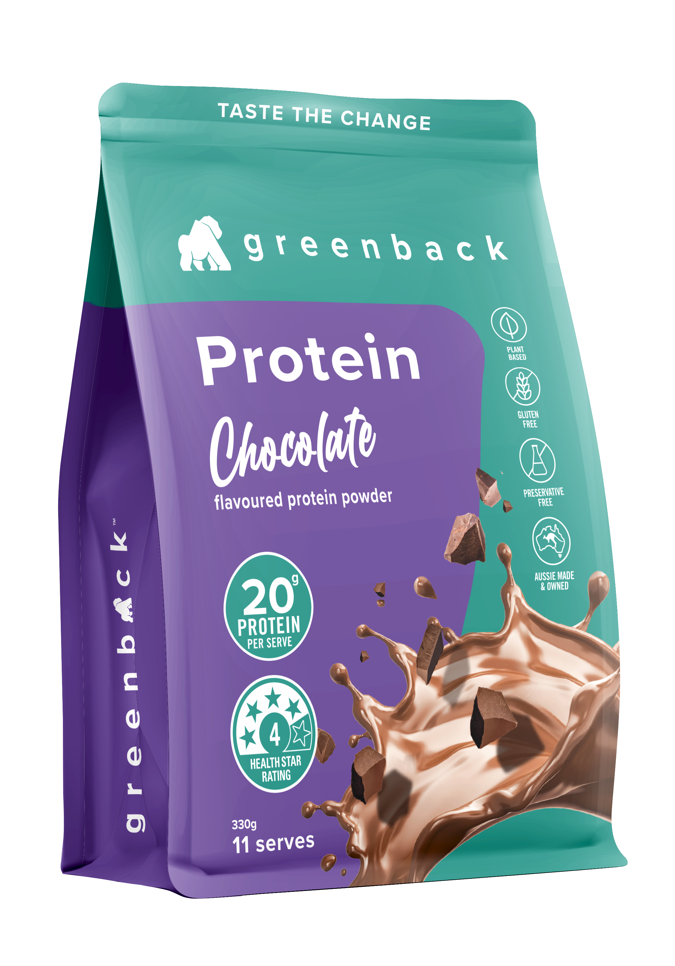 Green Protien Powder Plant-Based Chocolate Protein Powder 330g - Greenback