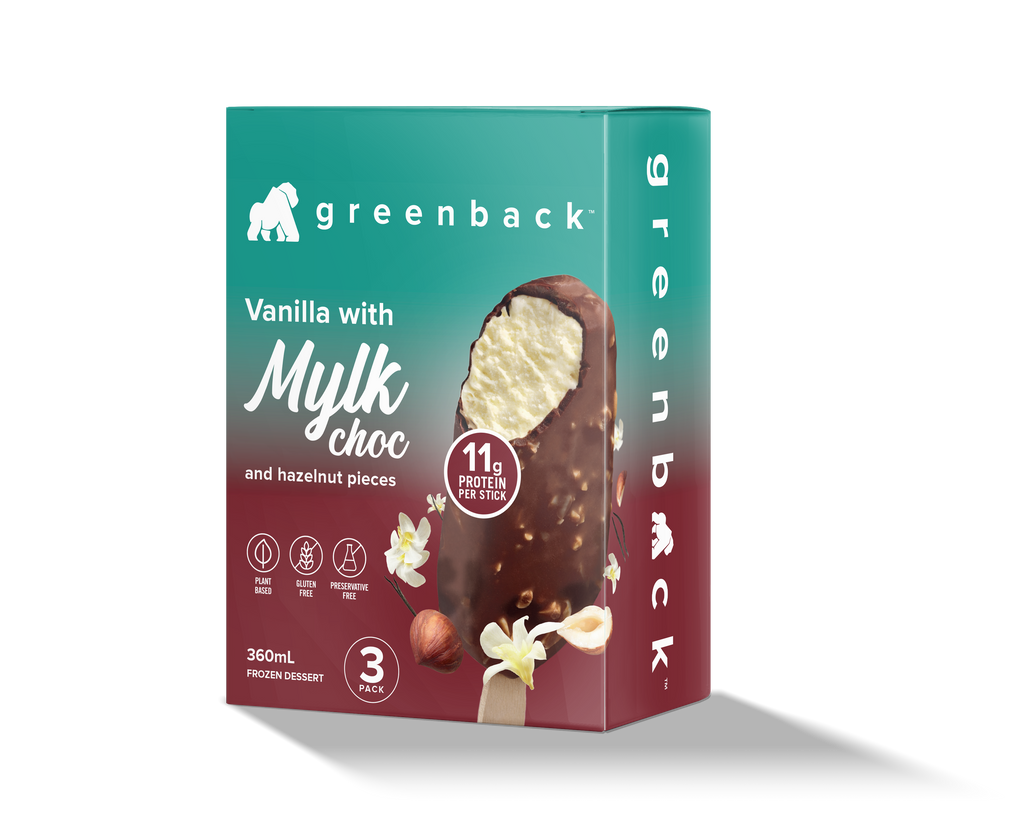 Greenback Vanilla Hazelnut with Mylk Choc Protein Ice Cream Stick - 3 Pack
